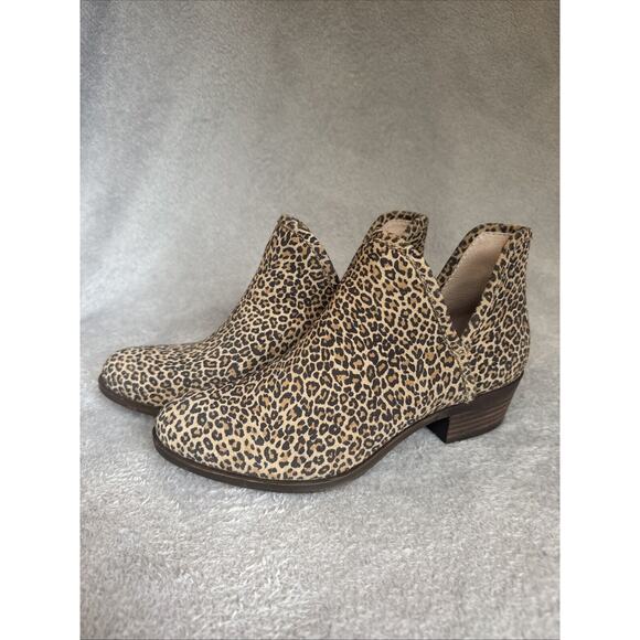 Lucky Brand Womens Baley Ankle Booties Brown Animal Print Leopard Leather 7M EUC - Picture 1 of 8